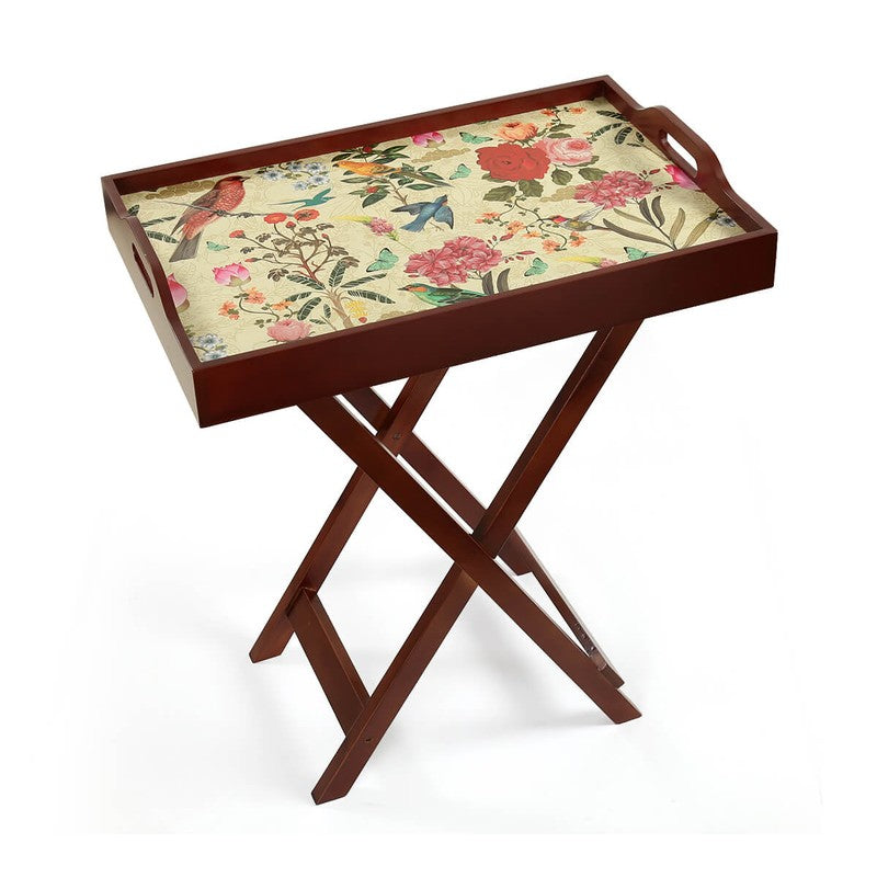 India Circus Floral Multicolor Rectangle Teakwood Side & Bedside Table media 4