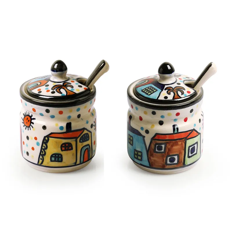 Coastal Cottage Handpainted Ceramic Jar (280 ML) - Four Piece Set media 3