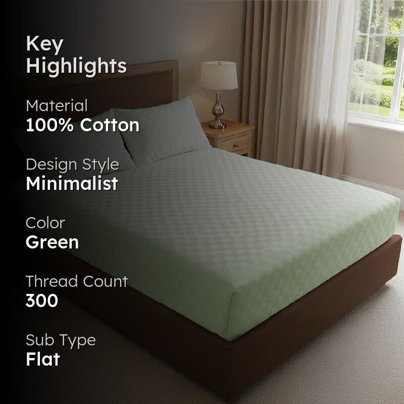 Urban Space Pastel Bliss Cotton Bedsheet (Mint) - 300 TC media 2