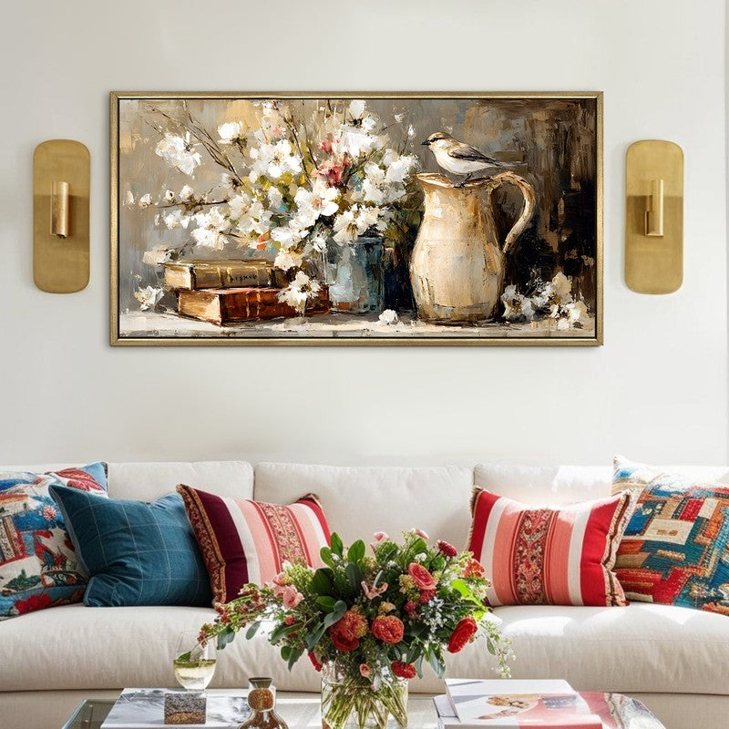 Birdsong Canvas Wall Painting With Frame