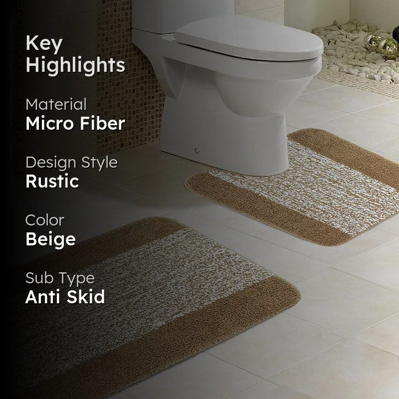 Marvis Anti Skid Bath Mat & Contour Mat (Beige) - Six Piece Set media 2