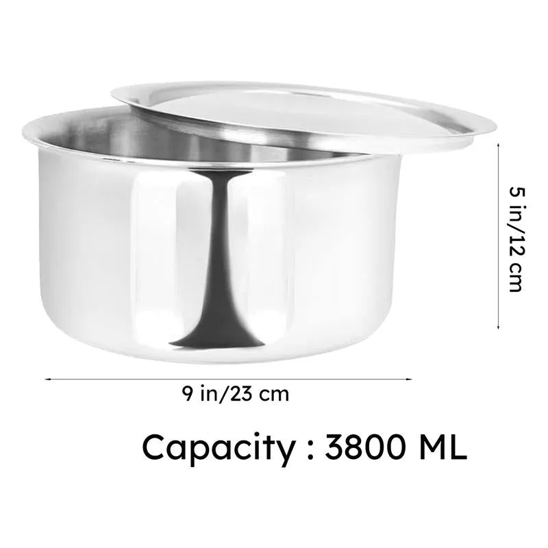 Gusto Stainless Steel Pateela With Lid - 3800 mL / 8 Inches media 8