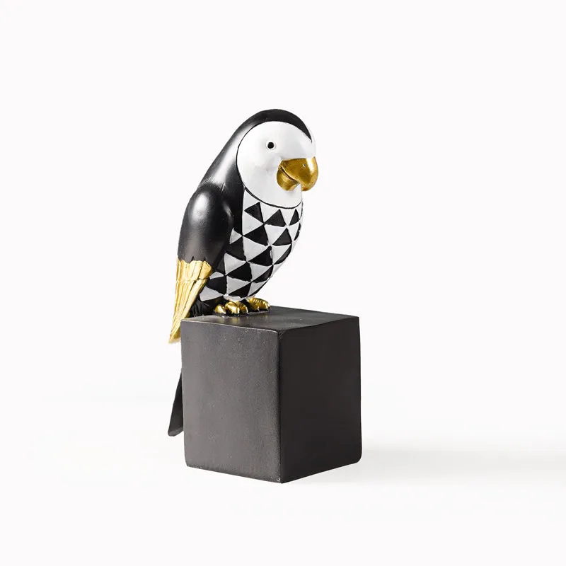 Prismatic Parrot Geometric Painted Resin Showpiece - Black & White media 7