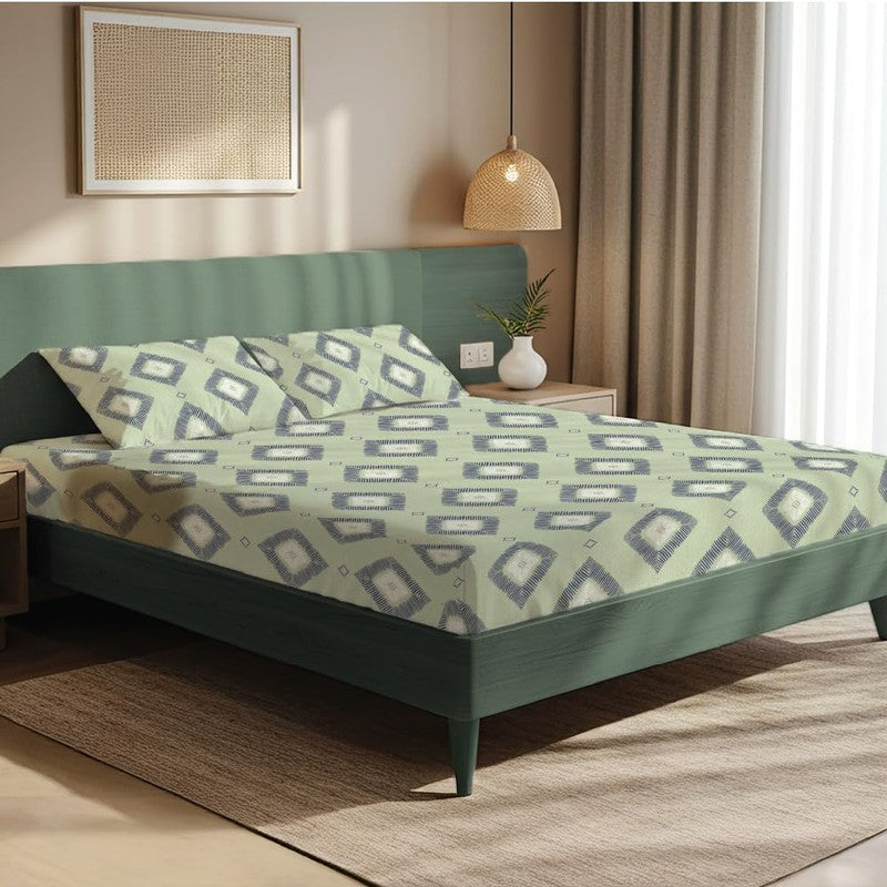 Urban Lines Geometric Bedsheets (Grey) - 200 TC - Queen/Double