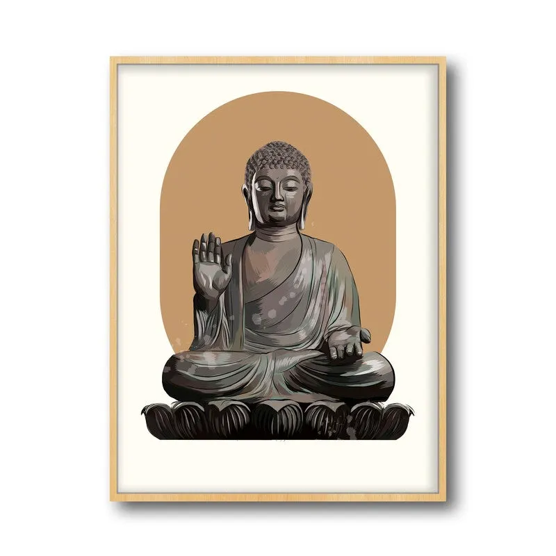 Stillness & Light Buddha Archival Paper Wall Art - Natural Brown Frame media 6