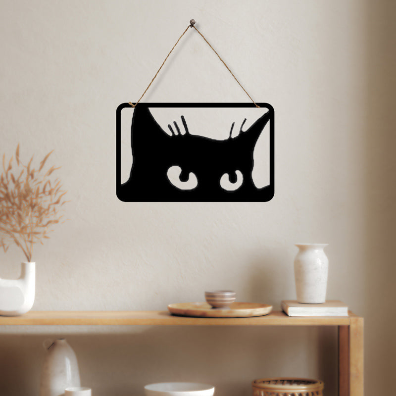 Peeking Cat I Iron Wall Accent
