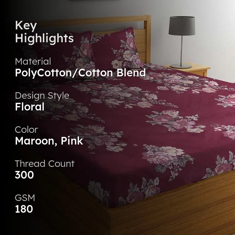 Maroon Melata Bedsheet - 180 GSM media 2