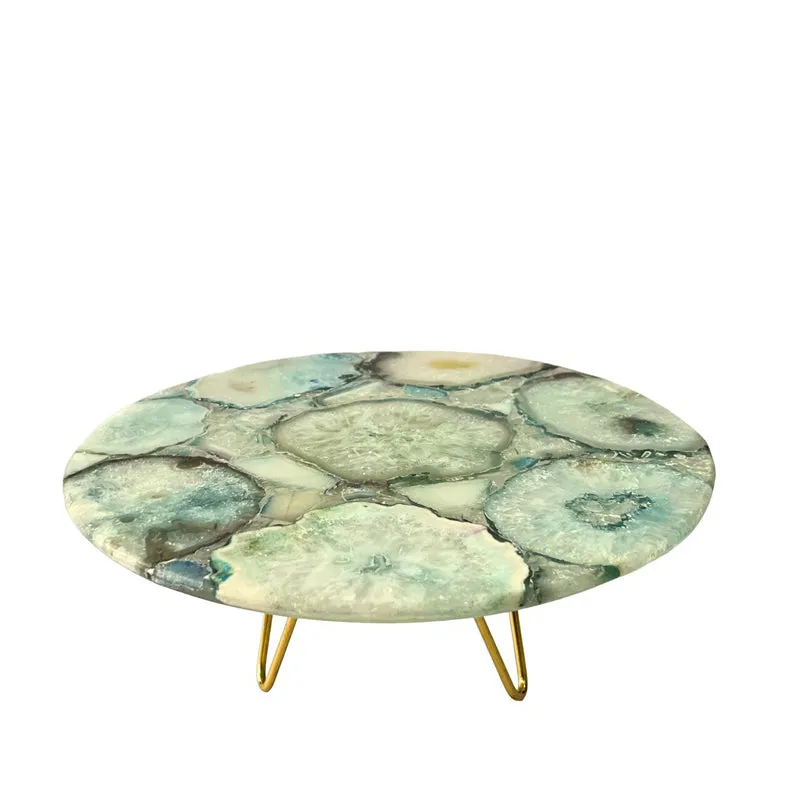 Myrla Handcrafted Agate Cake Stand - Green media 4