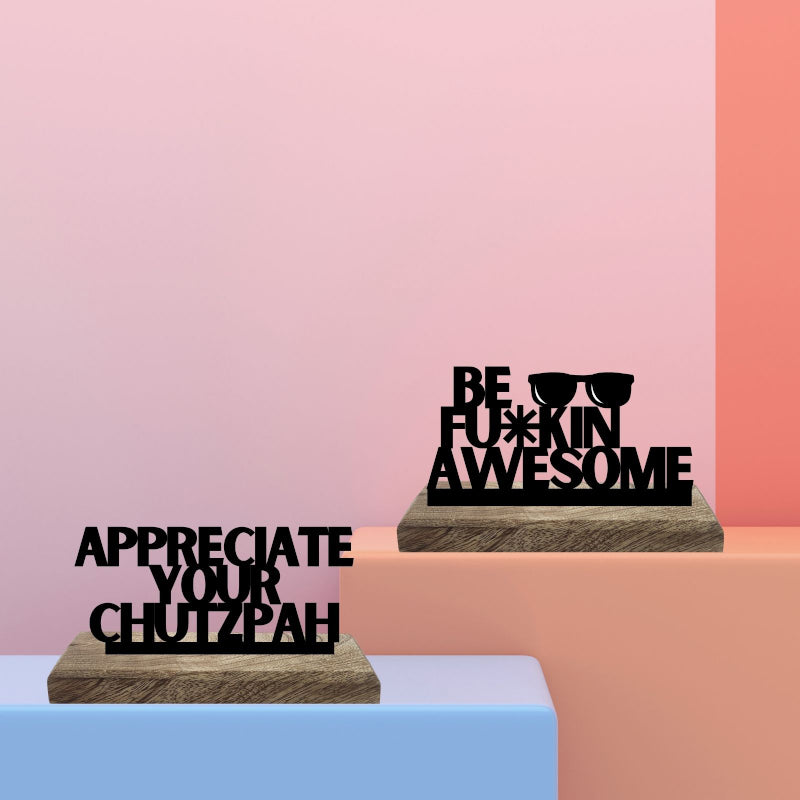 Boldness & Badassery Typography Showpiece - Set Of Two