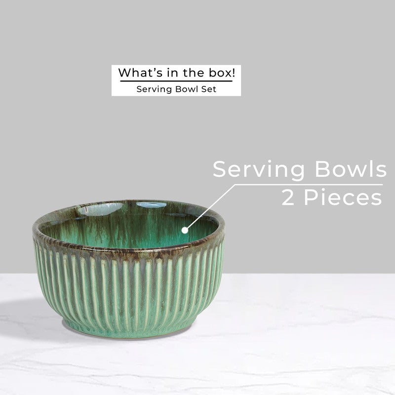Mintora Green Ceramic Serving Bowls - Set Of Two media 4