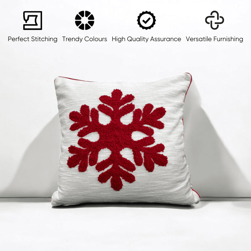Merry Redflakes Cotton Christmas Cushion Cover media 4