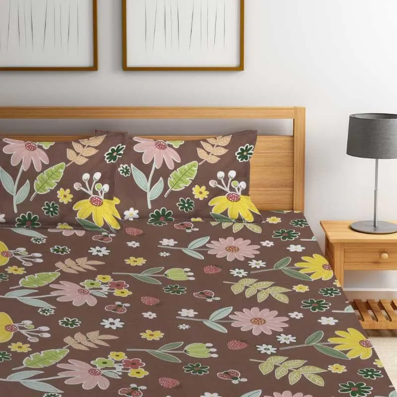 Wildflower Wonder Fitted Microfiber Bedsheet - 300 GSM media 7