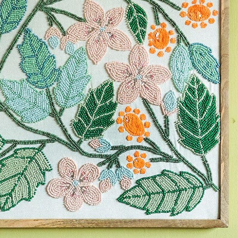 Beaded Eden Hand Embroidered Wall Accent With Wooden Frame media 5