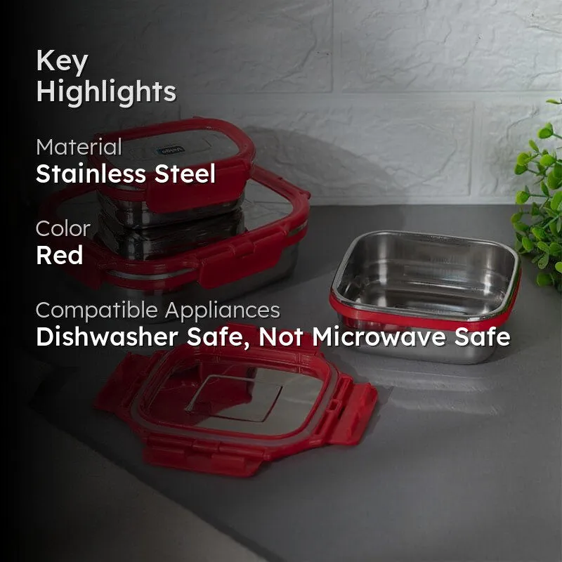 Savory Sam Red Lunch Box (550/300/150 mL) - Set of Three media 2