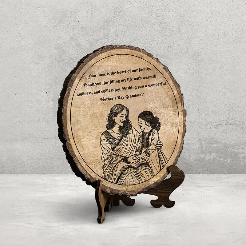 Mother's Day Wishes To Grandma Wood Showpiece - Round media 3