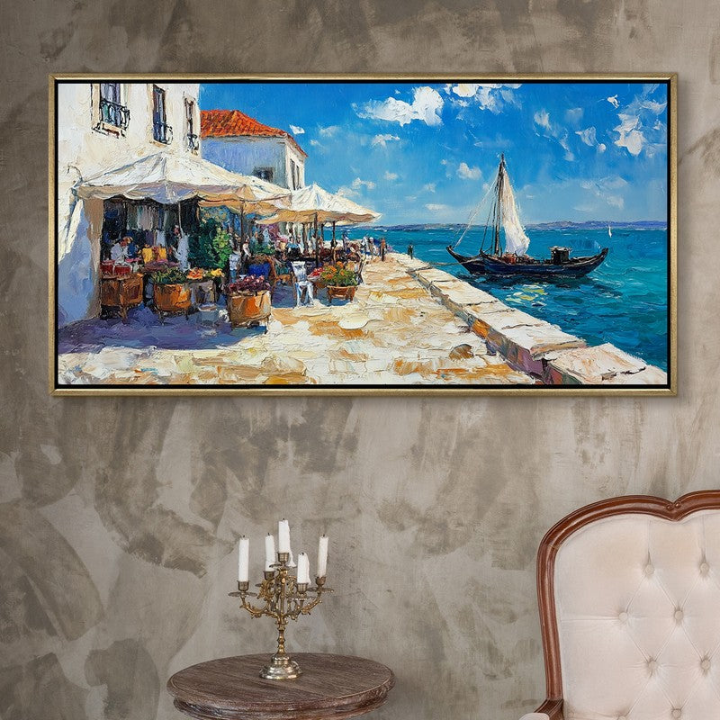 Riviera Escape Canvas Wall Painting With Frame