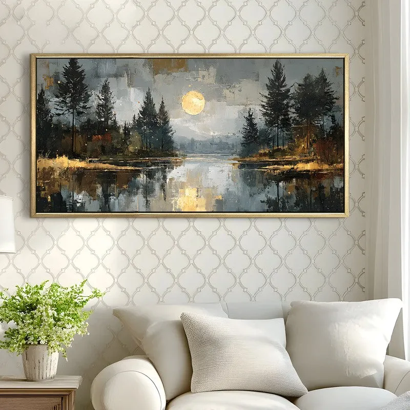 Lunar Echo Canvas Wall Painting With Frame media 4