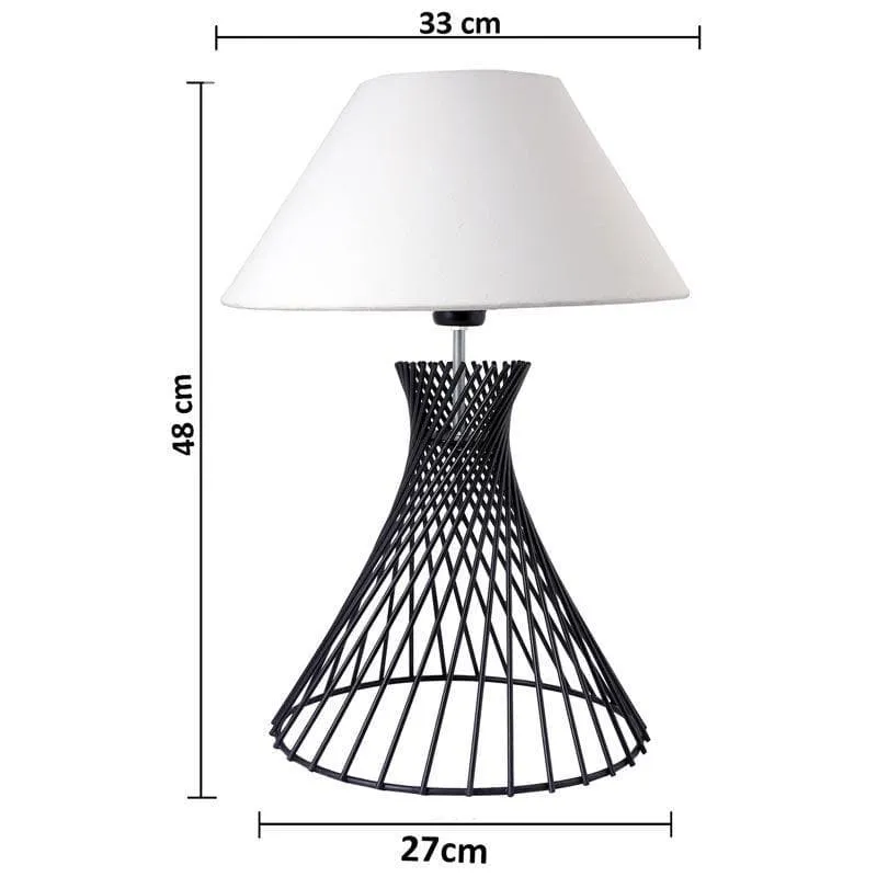 Spiral Affairs Fabric Table Lamp - White media 6