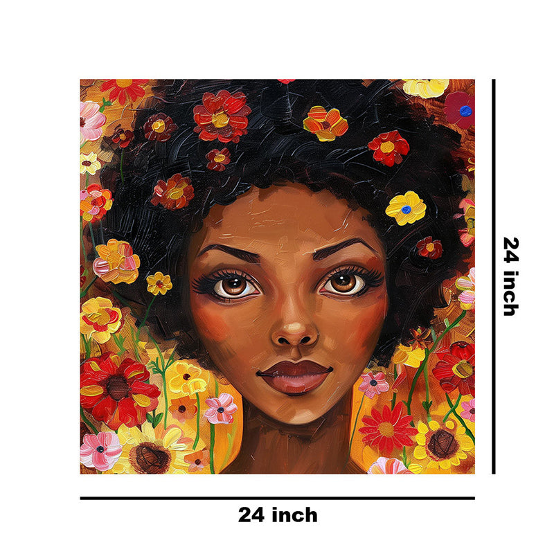 Whimsical African Woman Poly Canvas Wall Painting media 9
