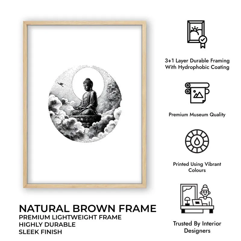 Eternal Peace Buddha Wall Painting With Brown Frame media 9