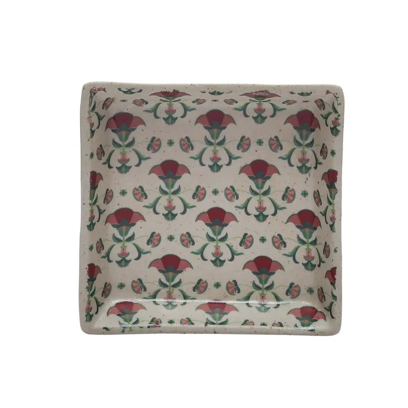 Rosette Multicolor Square Stoneware Platter - Set of Two media 3