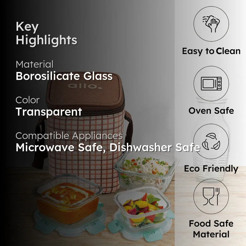 Morsel Leak Proof Glass Lunch Box with Bag - Set of Three media 2