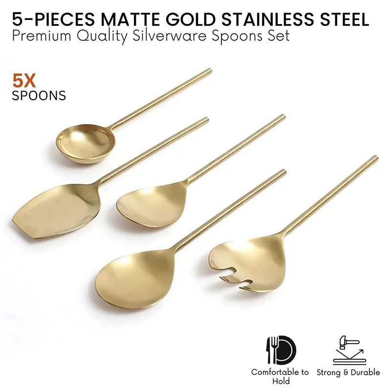 Zarifa Stainless Steel Serving Spoon - Set Of Five media 3