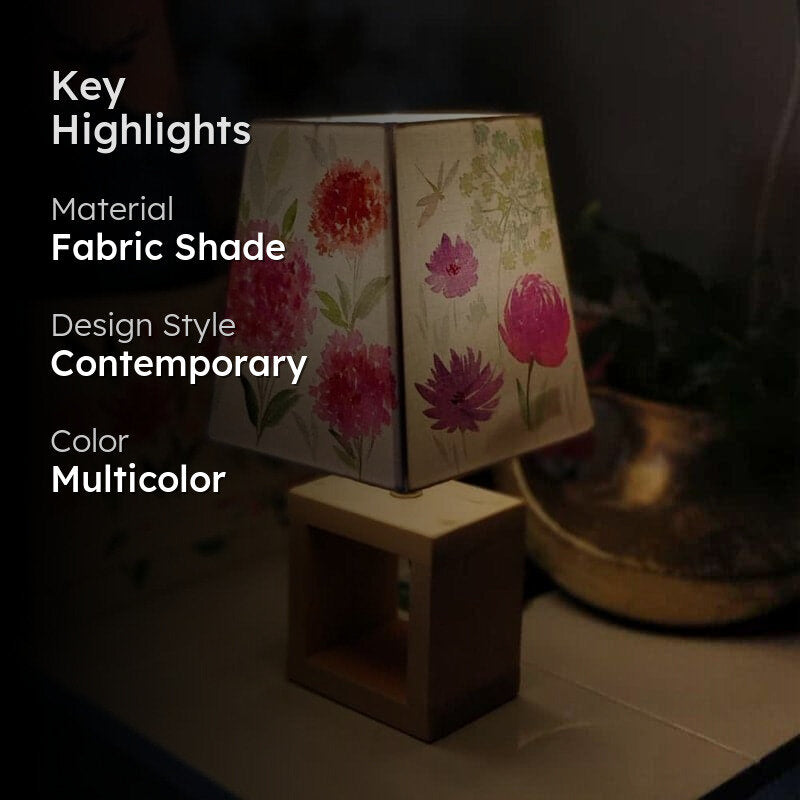 Nira Bloom Floral Handpainted Fabric Table Lamp - Multicolor media 2