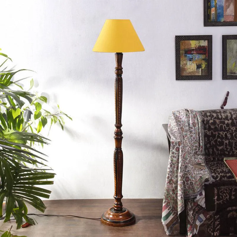 Hima Vintage Wooden Floor Lamp - Yellow media 3