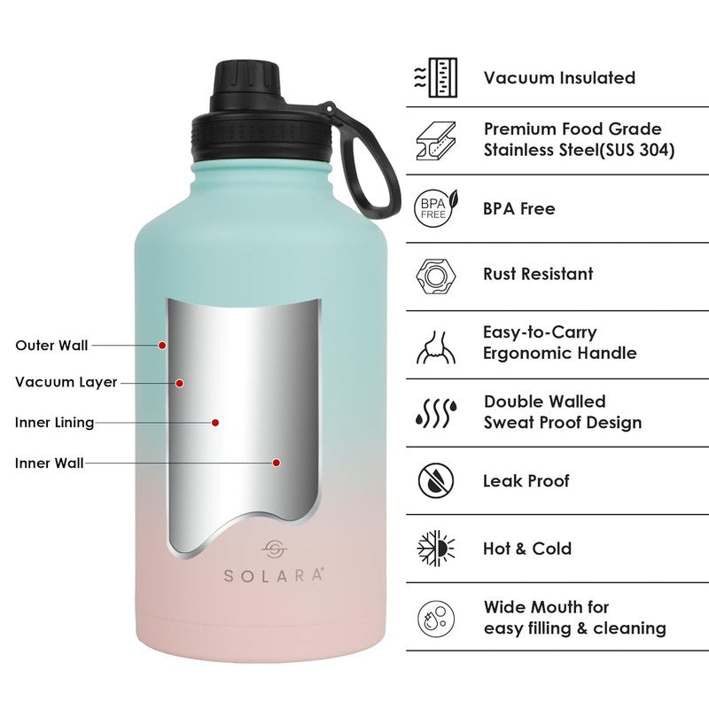 Solara Insulated Stainless Steel Bottle (2000 mL) - Pink,Blue media 4