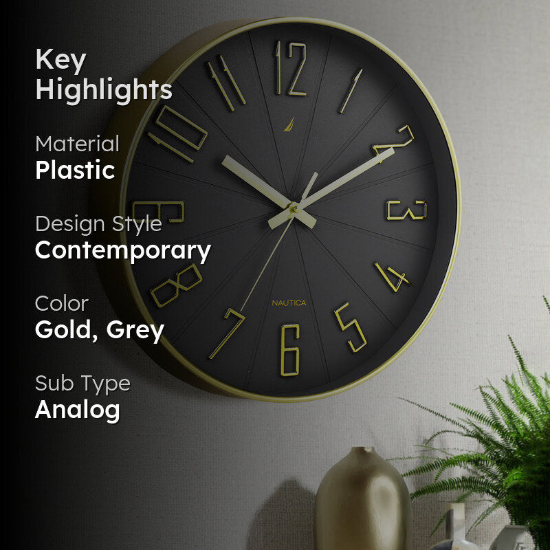 Caldre Analog Wall Clock -Black & Gold media 2