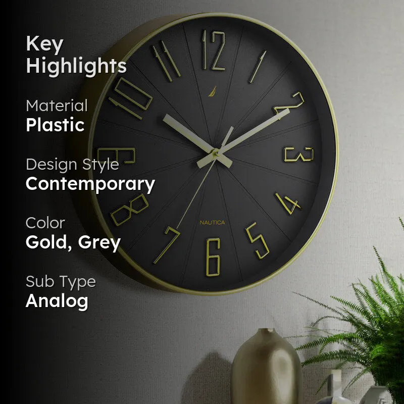 Caldre Analog Wall Clock -Black & Gold - 2