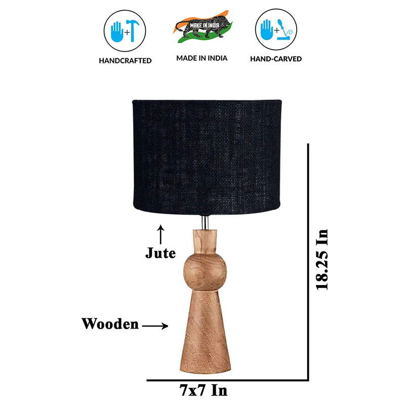 Angler Jute Wooden Table Lamp - Black,Brown media 5