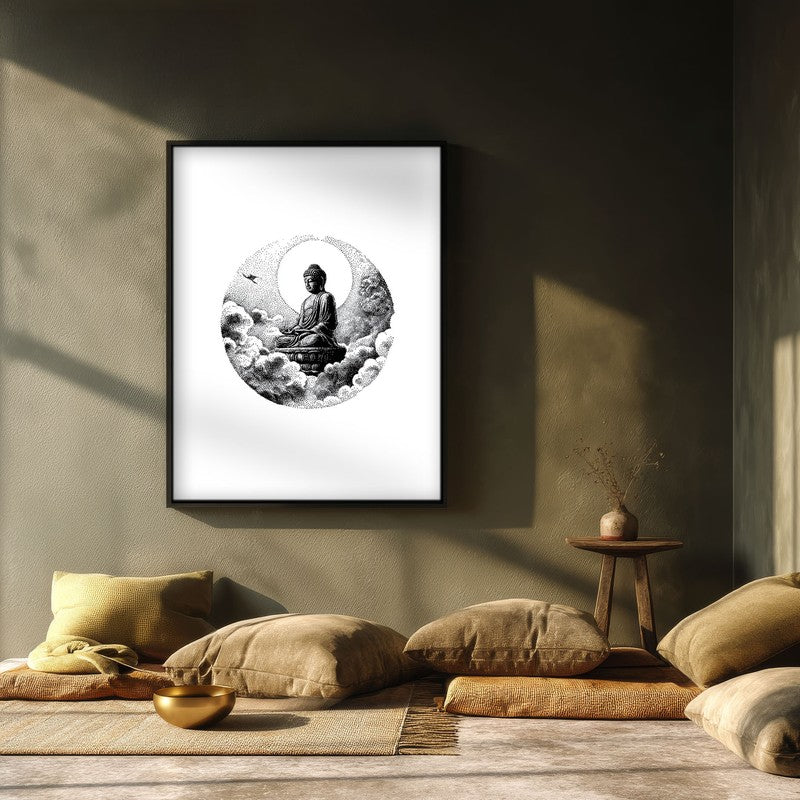 Eternal Peace Buddha Wall Painting With Black Frame media 3