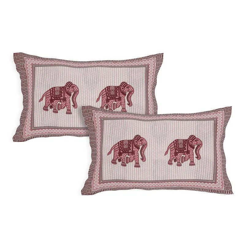 Viraj Ethnic Cotton Bedsheet (White,Pink) - 180 TC media 4