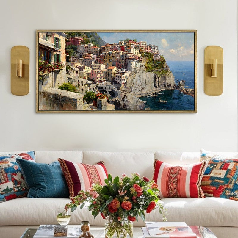 Chromatic Coast Canvas Wall Painting With Frame