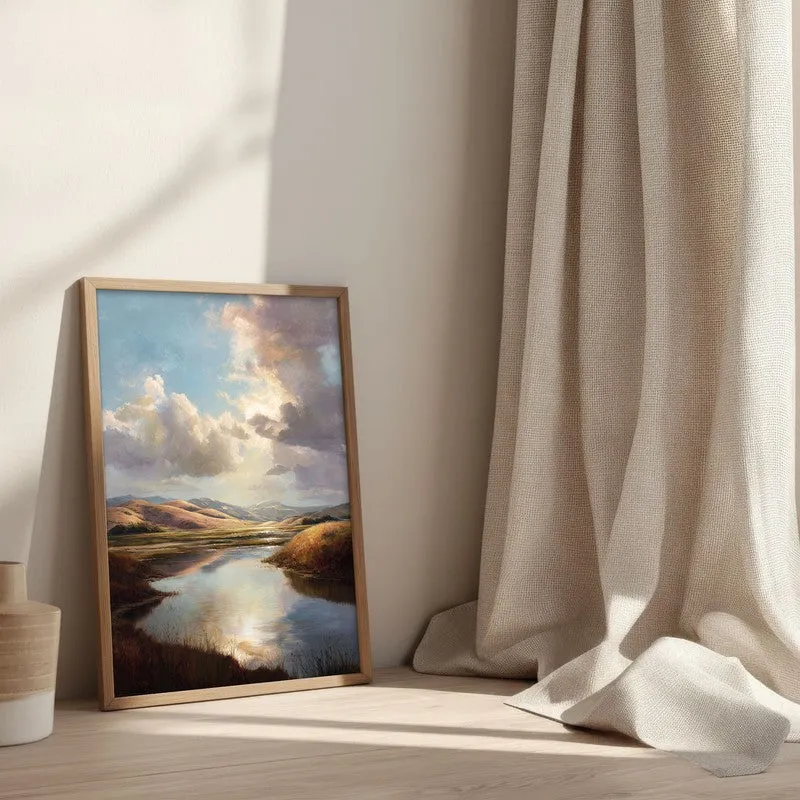 Valley of Calm Archival Paper Wall Painting With Brown Frame media 3