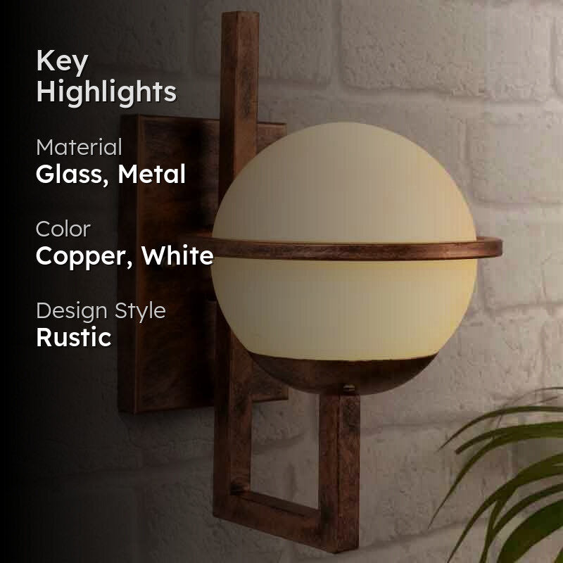 Saturn Metal Wall Lamp With Glass Shade media 2