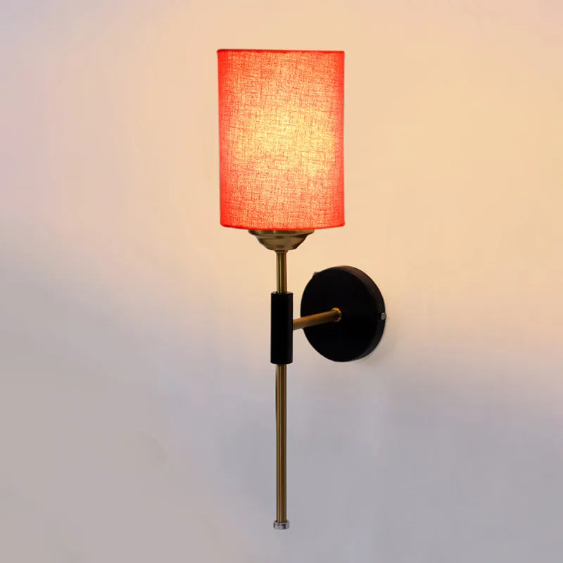 Beryll Cylindrical Steel & Cotton Wall Lamp - Orange media 4