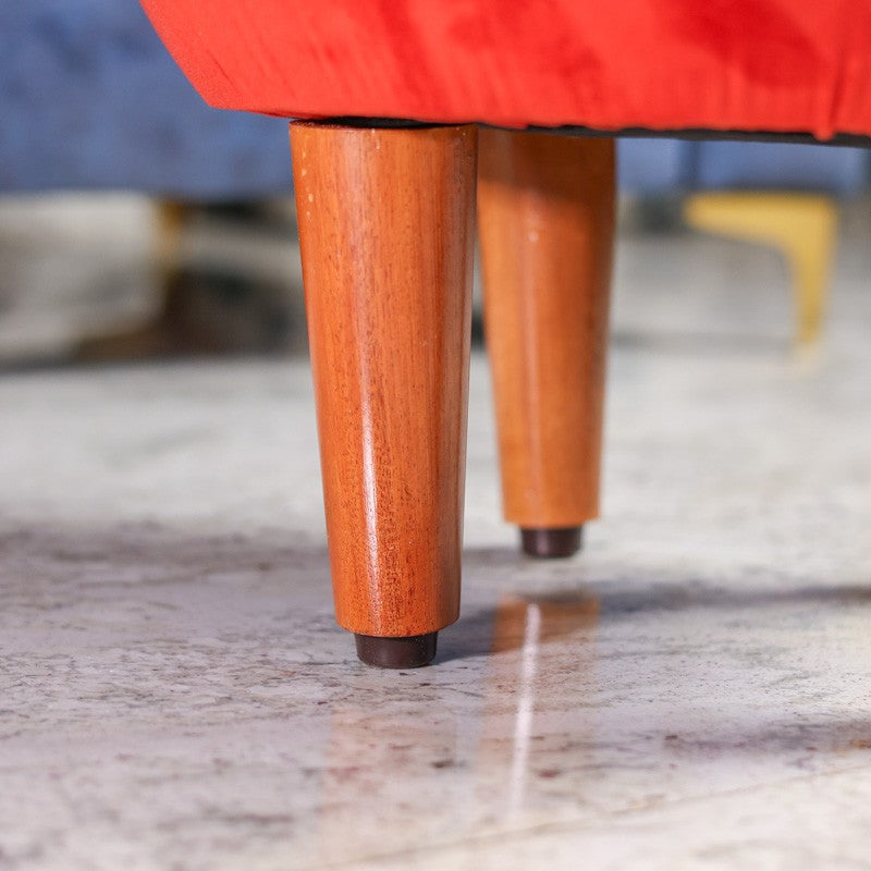 Contemporary Velvet Footrest Ottoman  Red media 6
