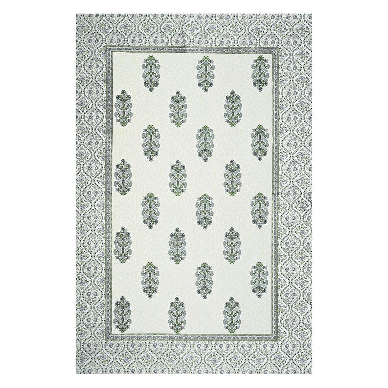 Textura Ethnic Cotton Bedsheet (Green & White) - 240 TC media 5