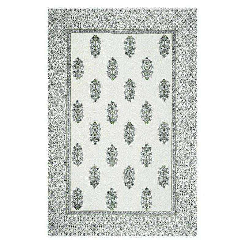 Textura Ethnic Cotton Bedsheet (Green & White) - 240 TC media 5