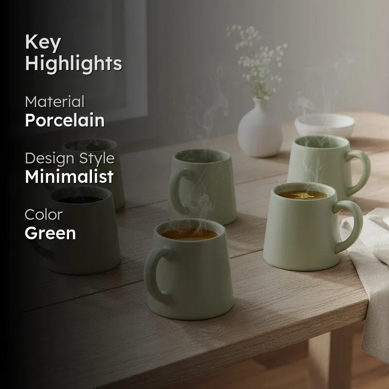 Aurelian Porcelain Tea Cup (200 mL Each,Green) - Set Of Six media 2