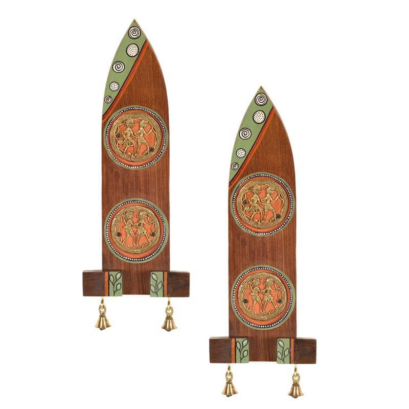 Ethnic Dhokra Boat Wooden & Brass Wall Accent - Set Of Two media 3