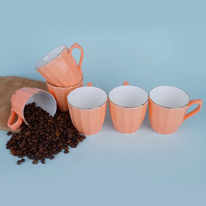 Ereva Porcelain Tea Cup (200 mL Each)/Orange)- Set of Six media 3