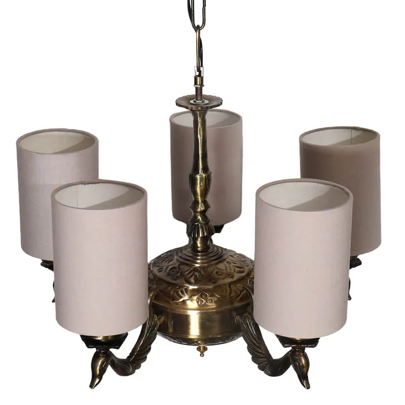 Vihara Cylindrical Golden Antique Ceiling Lamp media 4