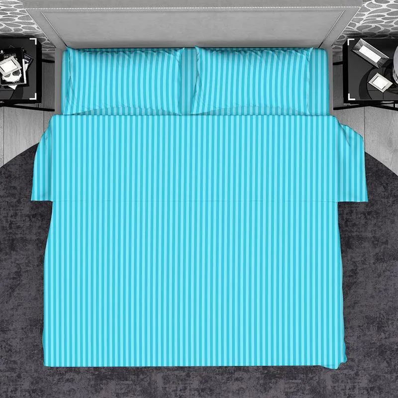 Chic Lines Geometric Cotton Bedsheet (Electric Blue) - 210 TC media 4