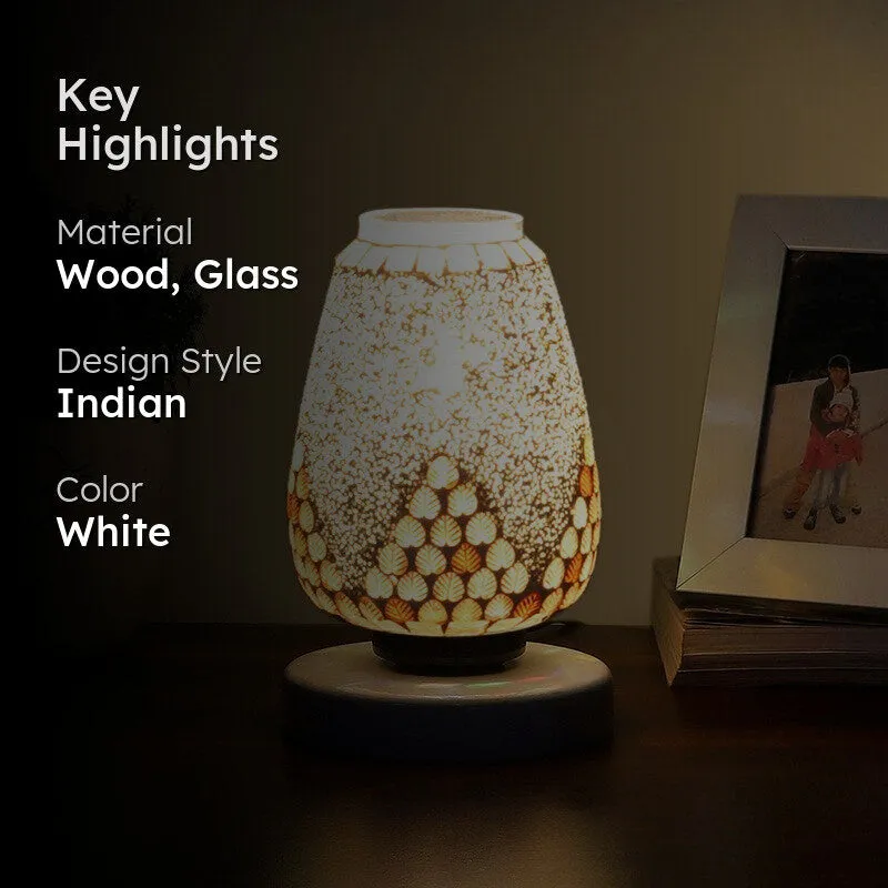 Prismyne Glass Table Lamp With Wooden Base media 2