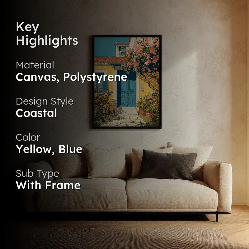 Floravue Sunlit Blue Door Canvas Wall Painting With Black Frame media 2