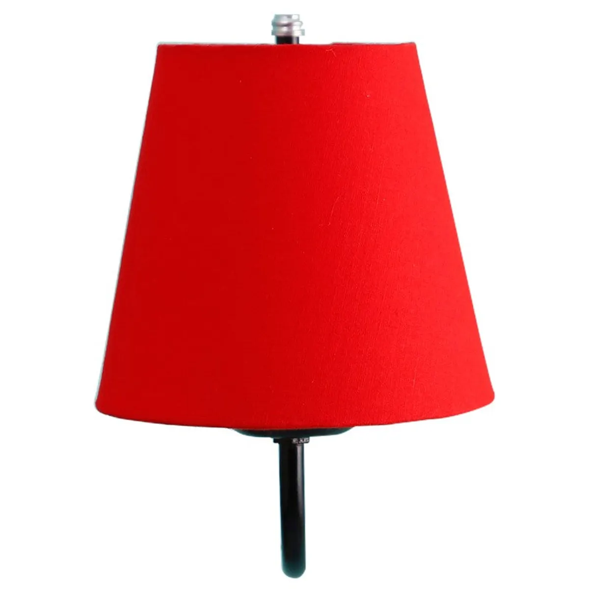 Front close-up of red tapered lamp shade